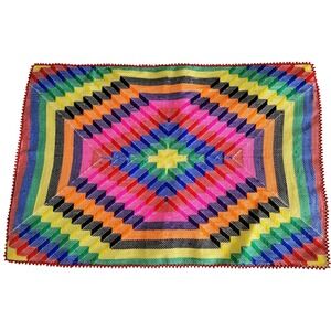 Ignite‎ Woven Pillow Cover Colorful Geometric Design Decor Red Back 23x16 NEW